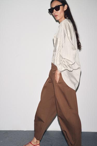 PANTALON À PINCES ET PASSANTS ZW COLLECTION - Marron de Zara - Image 3