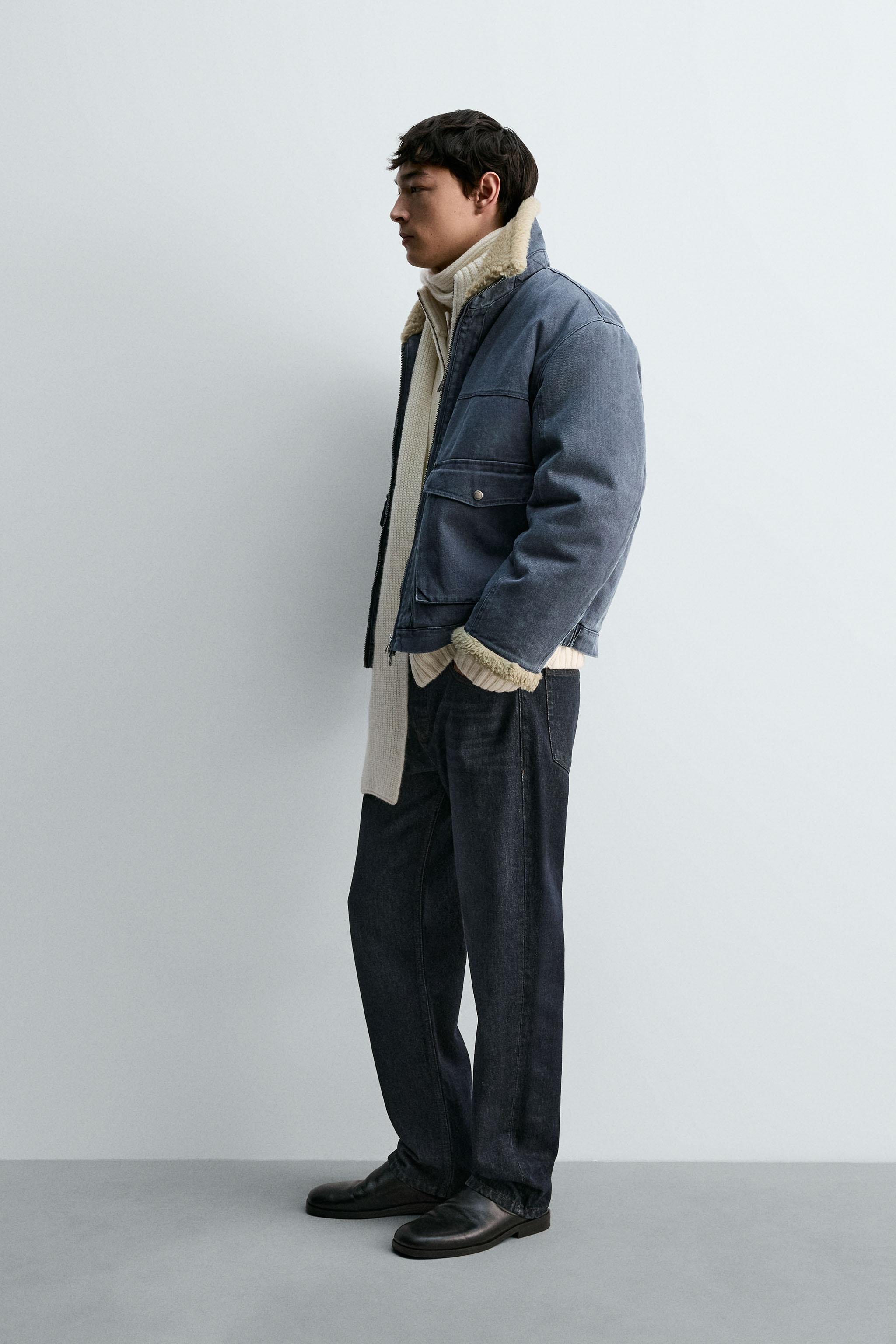 ダブルフェイスパフジャケット - ネイビーブルー | ZARA Japan