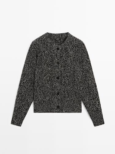 Zara Cable-knit wool blend cardigan - Black
