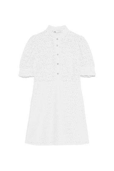LACE DRESS WITH JEWEL BUTTON
