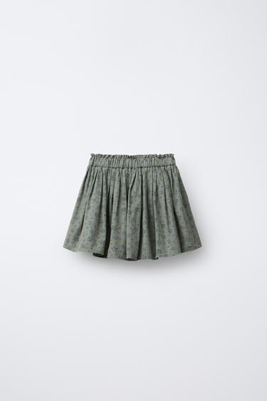 JUPE-SHORT STRUCTURÉE À FLEURS - Vert gris de Zara - Image 1