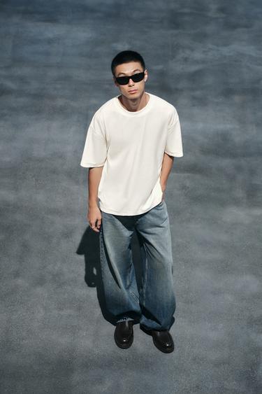 Zara 厚磅方正剪裁 T 恤 - 磨白色