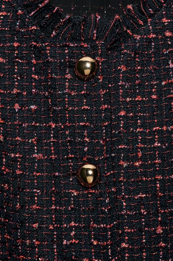 GILET EFFRANGÉ STRUCTURE FIL MÉTALLISÉ - rouge/bleu marine de Zara - Image 6