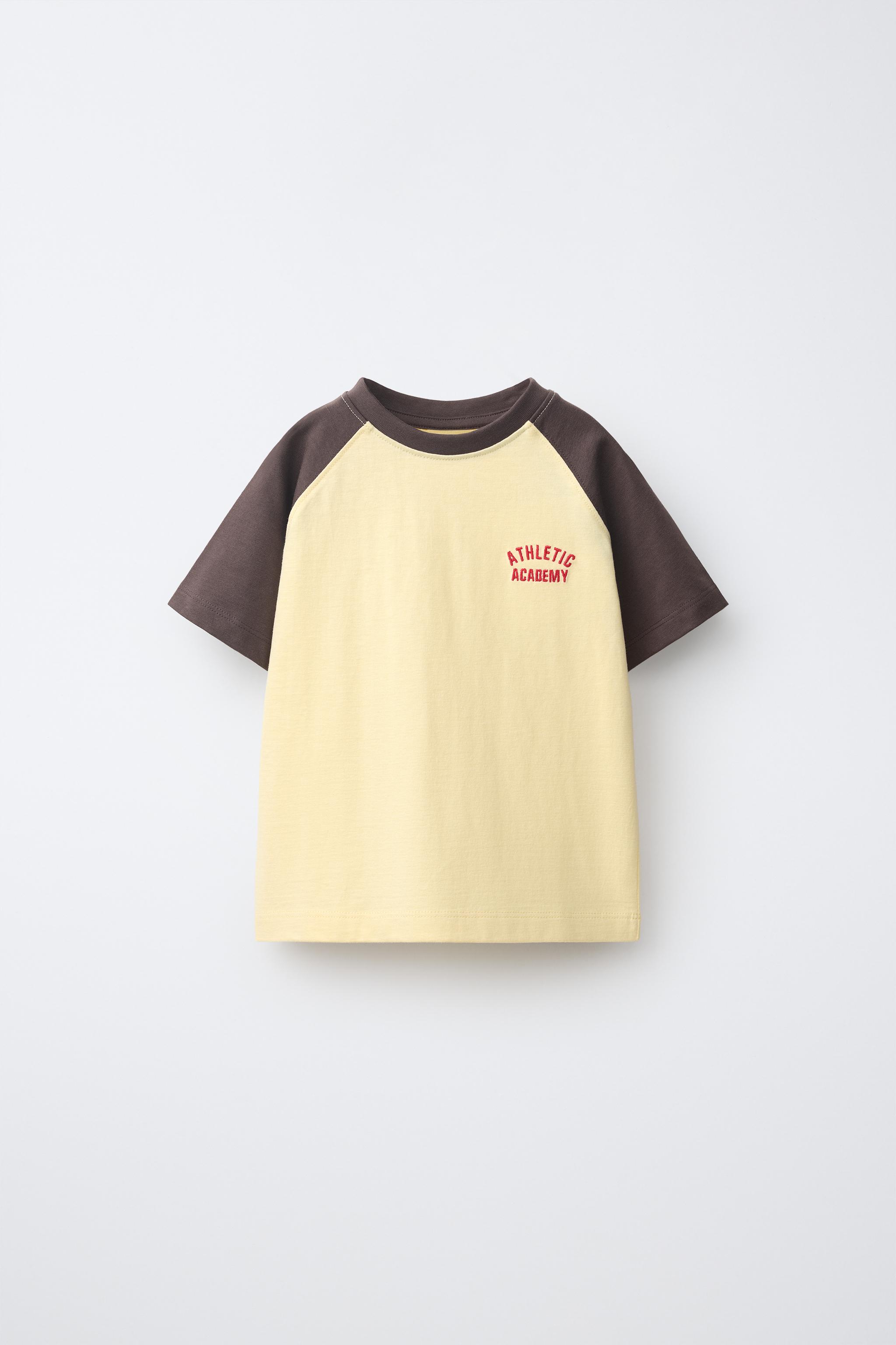 EMBROIDERED RAGLAN T-SHIRT — Brown