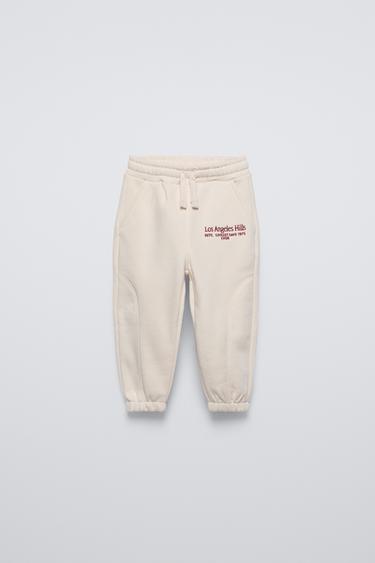 EMBROIDERED JOGGING TROUSERS - Ecru by Zara