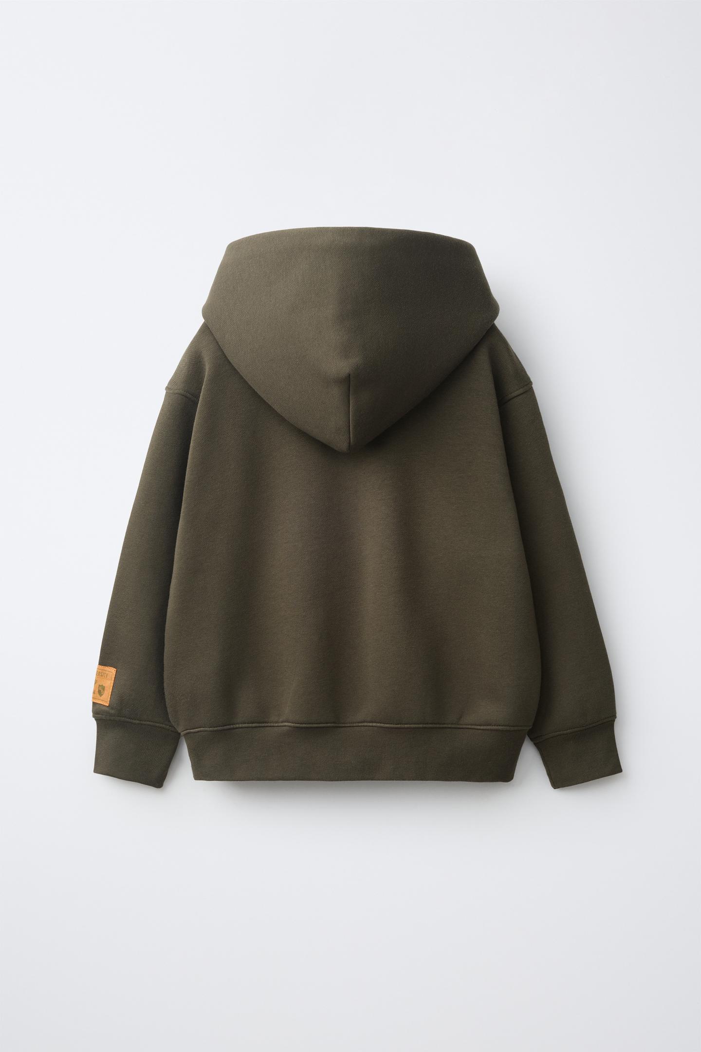 Детское худи Zara Varsity Text, цвет: Зелёный — фото 2