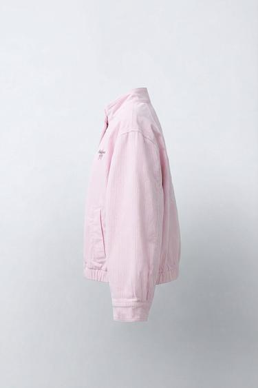 BLOUSON EN SERGÉ À RAYURES - Rose / Blanc de Zara - Image 2