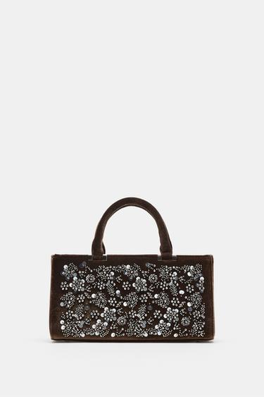 BEADED CITY BAG - Brown by Zara