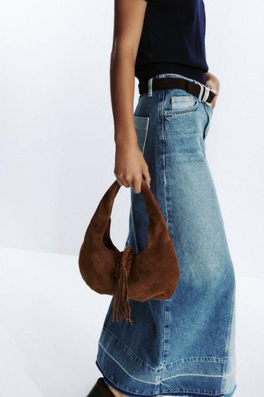 FRINGED SPLIT SUEDE SHOULDER BAG - Chocolate by Zara - Image 2