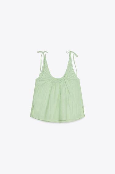 STRIPED STRAPPY TOP - Green/White by Zara - Image 6