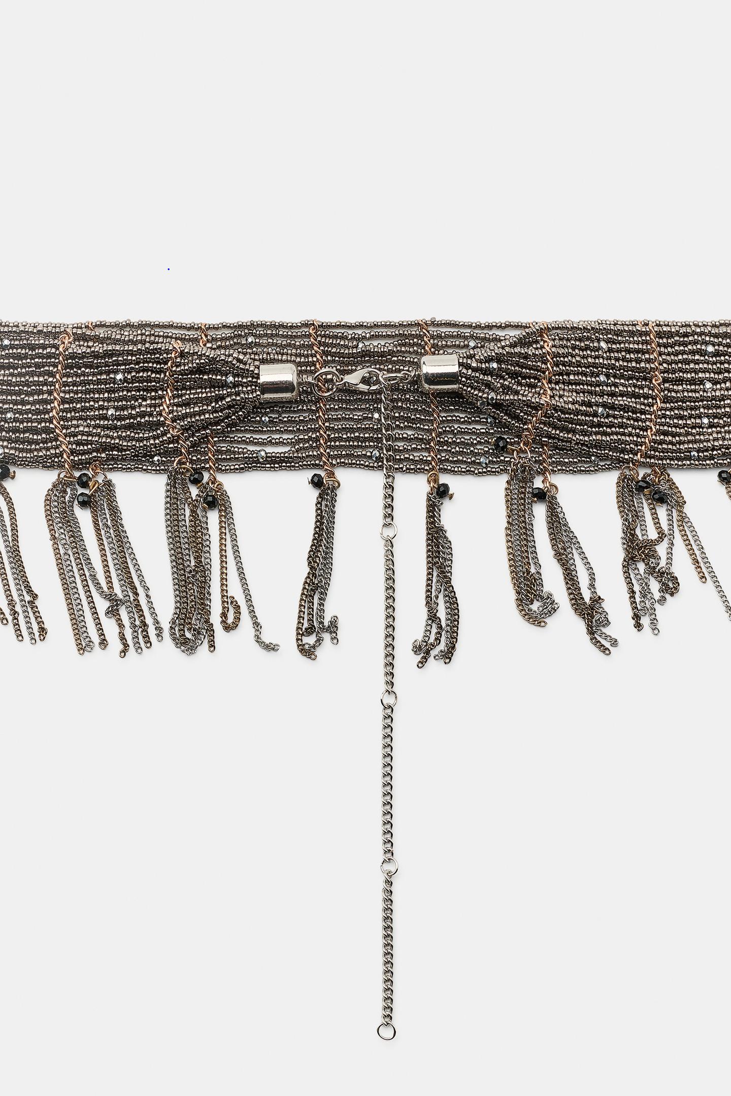 Женский ремень Zara Bead and Chain Belt, цвет: Серебряный — фото 6