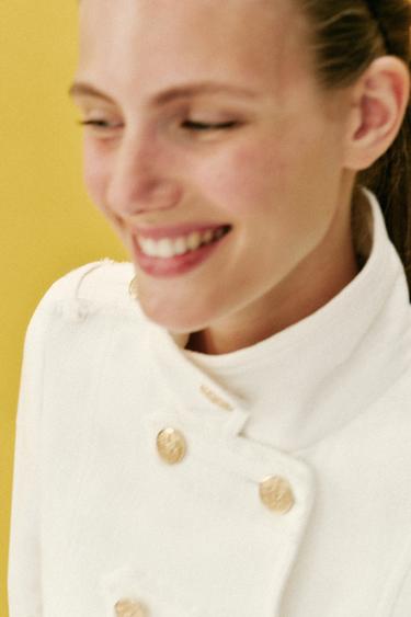 BLAZER CROISÉ BOUTON DORÉ - Écru de Zara - Image 8