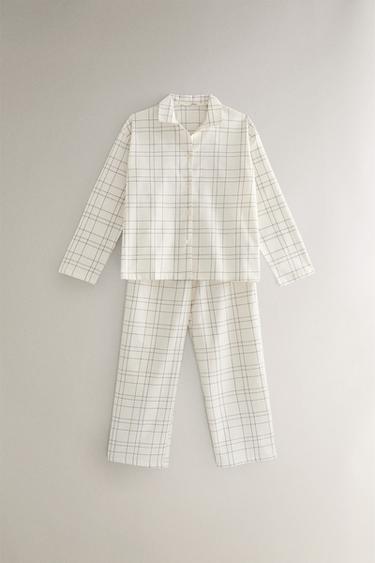 CHEMISE À CARREAUX - Écru de Zara - Image 3