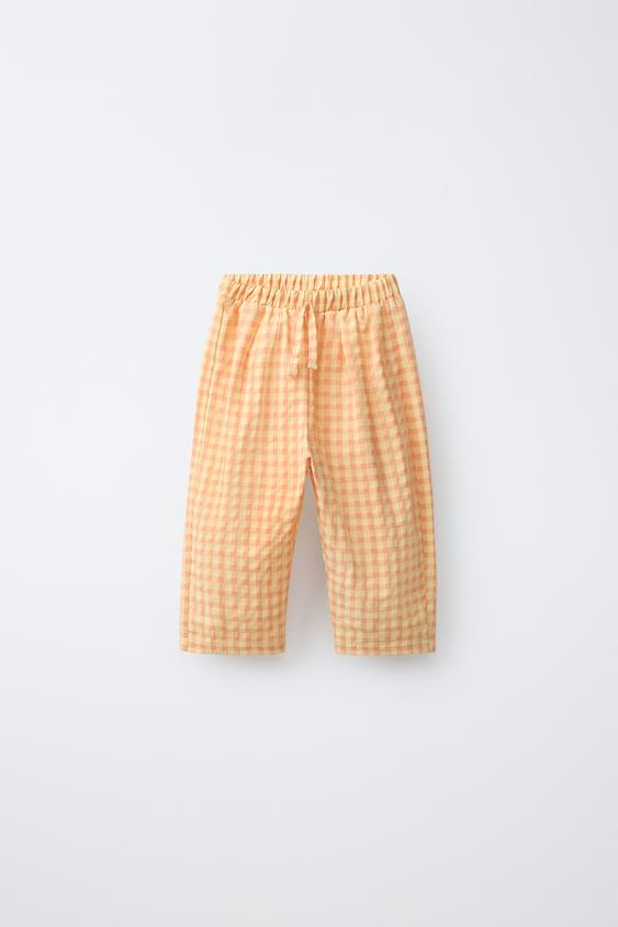 RELAXED FIT BUKSER MED VICHYTERN - mandarin fra Zara - Billede 0