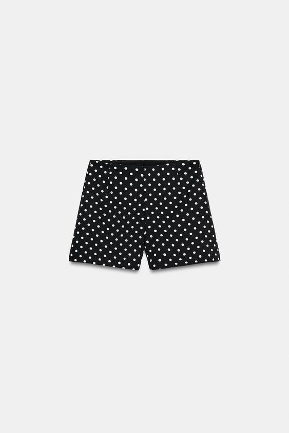 HIGH-WAIST DOT SHORTS - Black / Ecru by Zara - Image 0