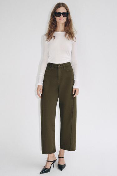 ZW COLLECTION ANKLE RELAXED MID-WAIST JEANS - Khaki by Zara