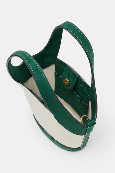 CANVAS CROSSBODY BAG - Green by Zara - Image 3