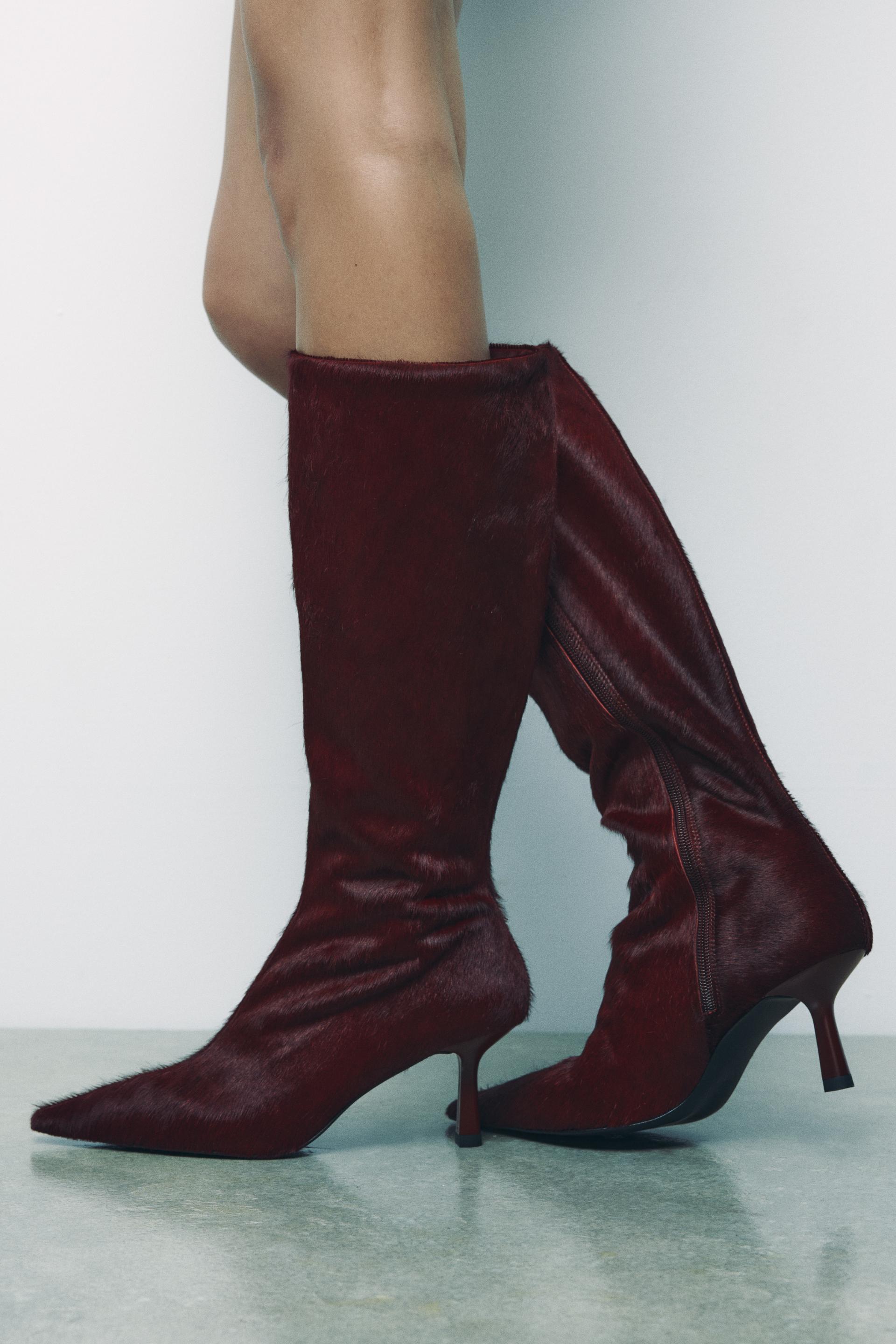 High heel leather boots zara hotsell