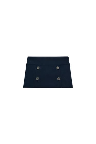 FALDA PANTALÓN BOTONES - Marino de Zara