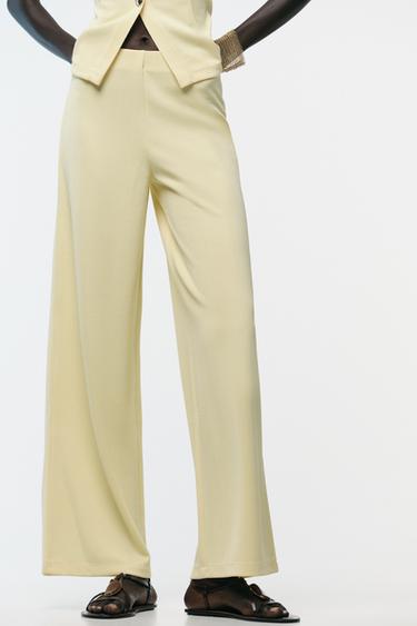 WIDE TWILL TROUSERS - Yellow by Zara