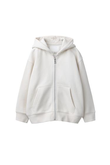 BASIC ZIP-UP HOODIE - Ecru by Zara