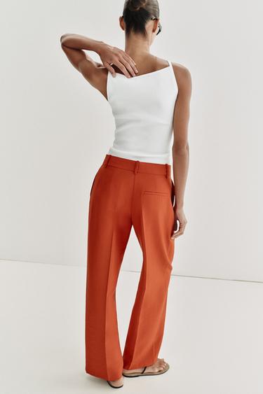 STRAIGHT-LEG DARTED TROUSERS - Dark orange by Zara - Image 4