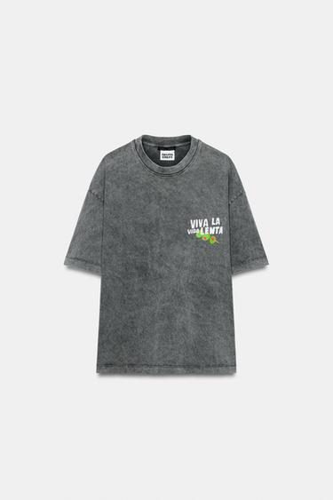 Zara PHILIPPA COULES WASHED EFFECT T-SHIRT - Charcoal