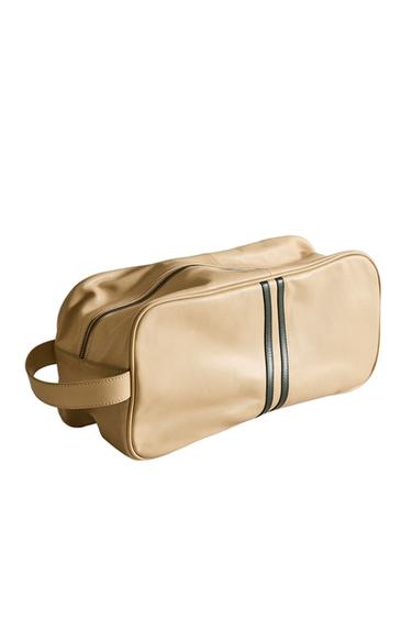 LEATHER SHOE BAG - Ecru / Green by Zara