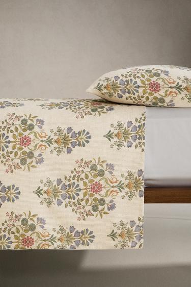 FLORAL COTTON BLEND DUVET COVER - Ecru by Zara - Image 2