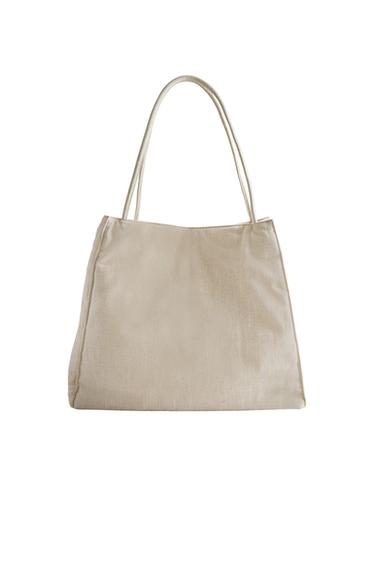 FABRIC TOTE BAG - أبيض صدفي الخاص بـ Zara