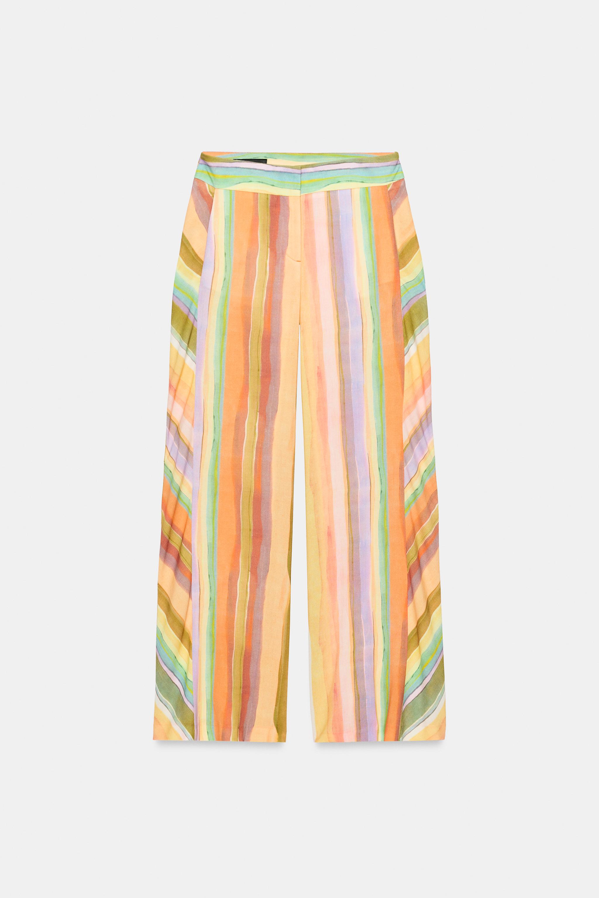 Zara Çizgili Geniş Paça Pantolon görsel 8