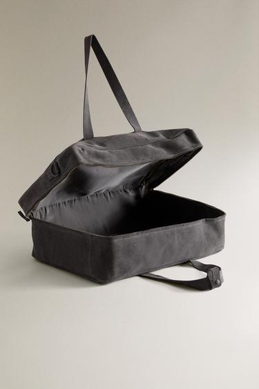 SAC DE VOYAGE CROÛTE DE CUIR - Gris foncé de Zara - Image 4