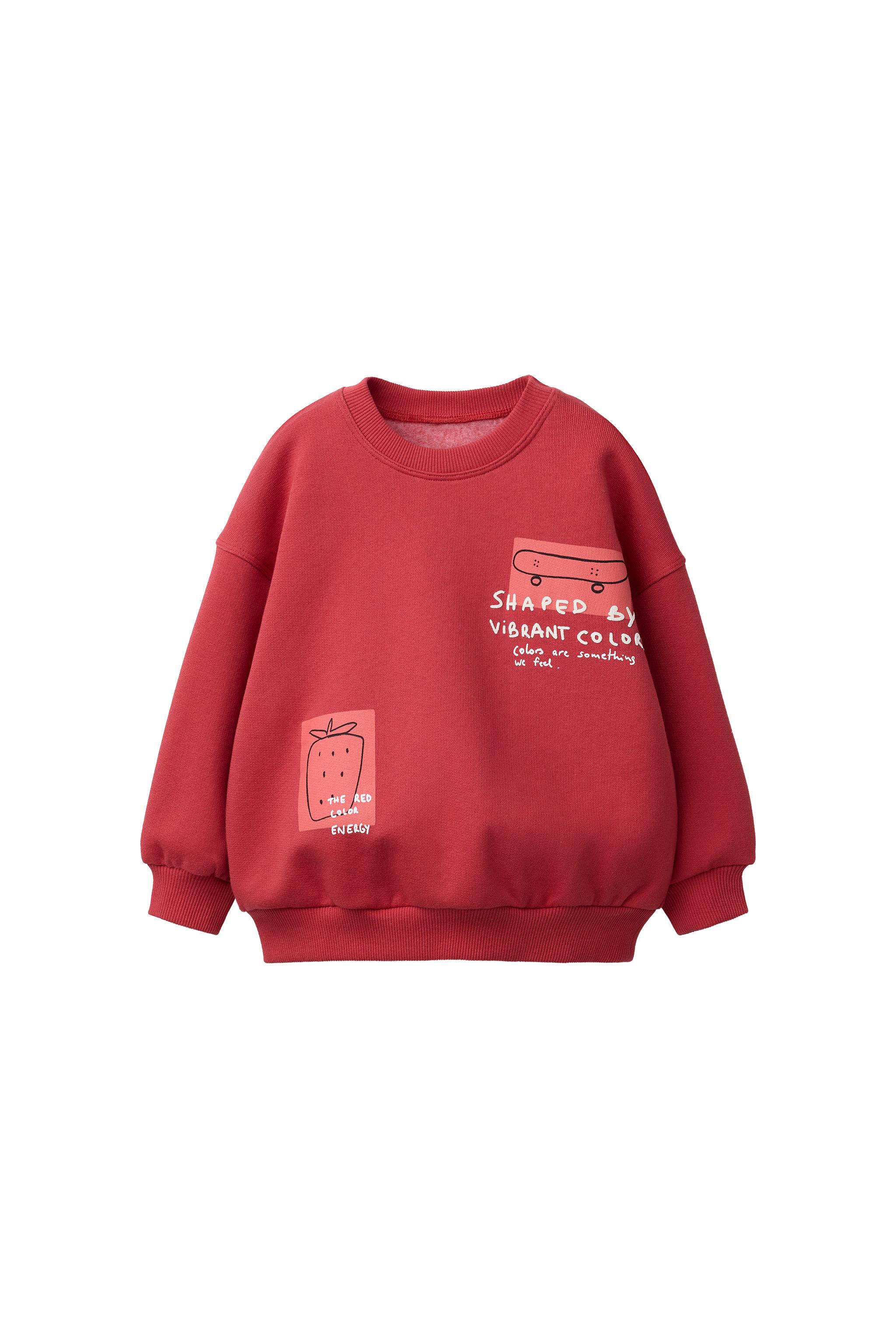 スケートプリントスウェットシャツ - レディッシュ | ZARA Japan / 日本