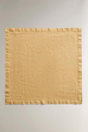 LOT DE SERVIETTES DE TABLE EN LIN DÉLAVÉ (LOT DE 2) - Moutarde de Zara - Image 1