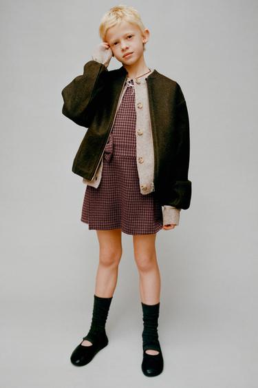 COMBI-SHORT À CARREAUX AVEC NŒUD - Rouge de Zara