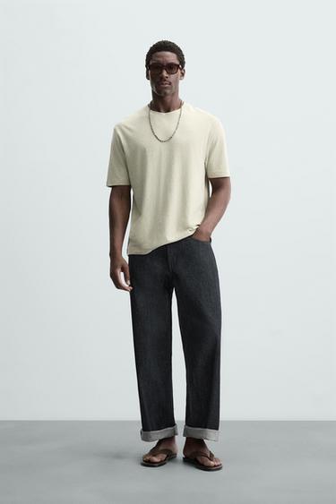 TEXTURED T-SHIRT - Green marl by Zara - Image 0