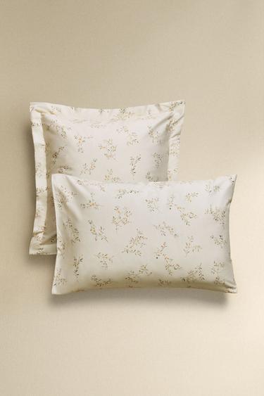 FRONHA DE TRAVESSEIRO COM ESTAMPADO DE MINIFLOR - Cru da Zara