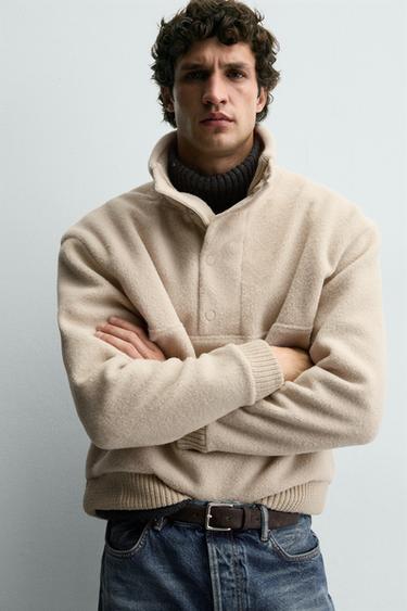 SUDADERA BORREGUILLO COMBINADO - Crudo de Zara