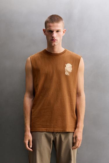 CONTRAST PRINT TANK TOP - Ochre by Zara