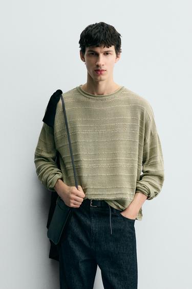 سترة جاكار مخطط - أخضر فاتح الخاص بـ Zara