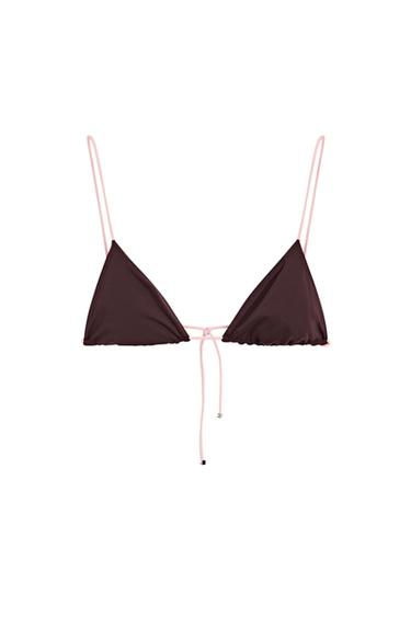Zara Contrast tie triangle bikini top - 142