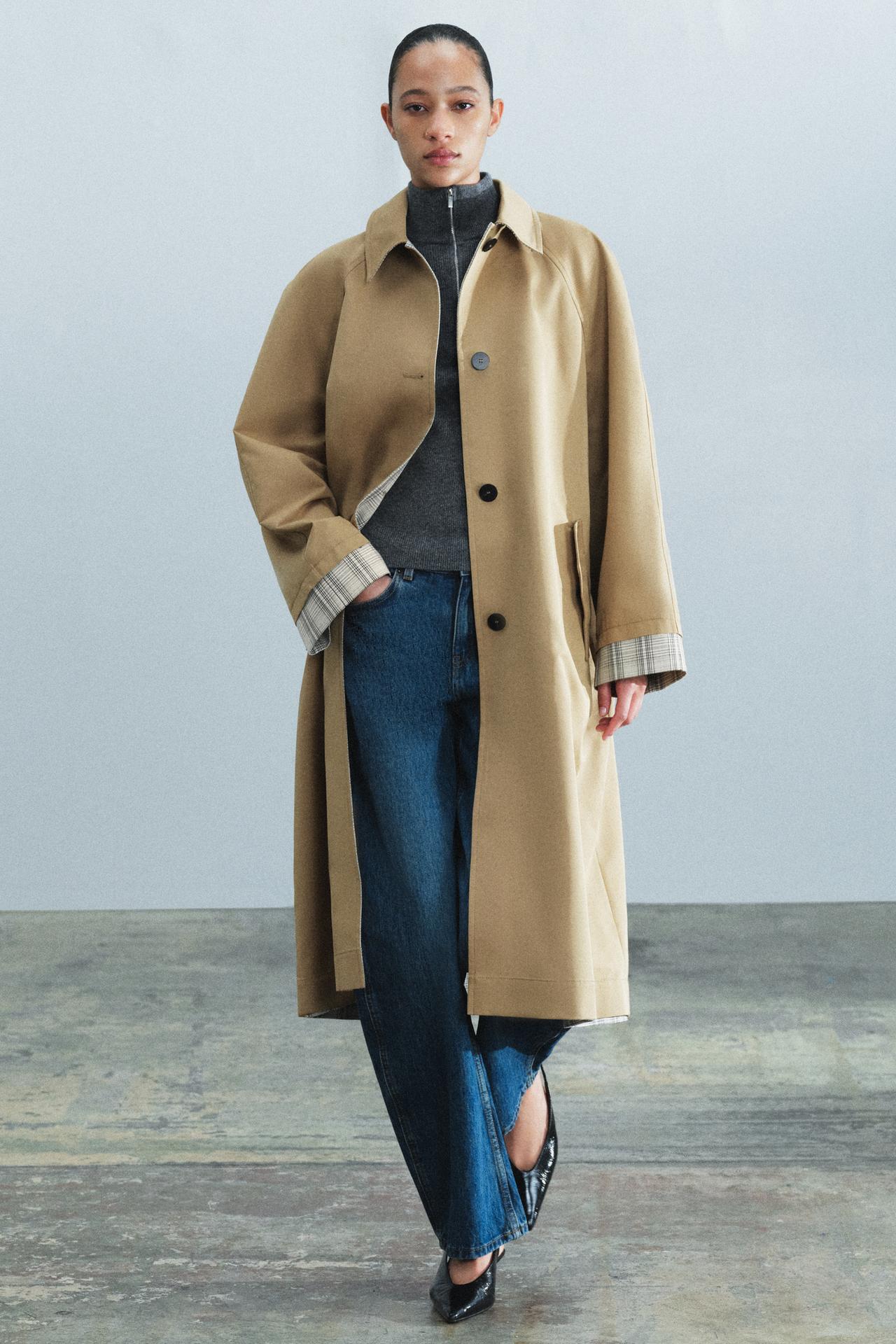 ZW COLLECTION REVERSIBLE LONG TRENCH COAT