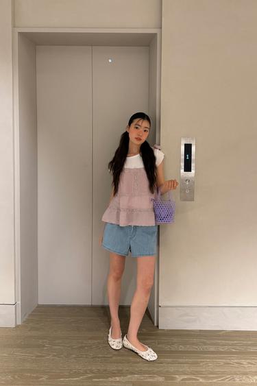 EMBROIDERED STRAPPY GAZE TOP - Pink by Zara