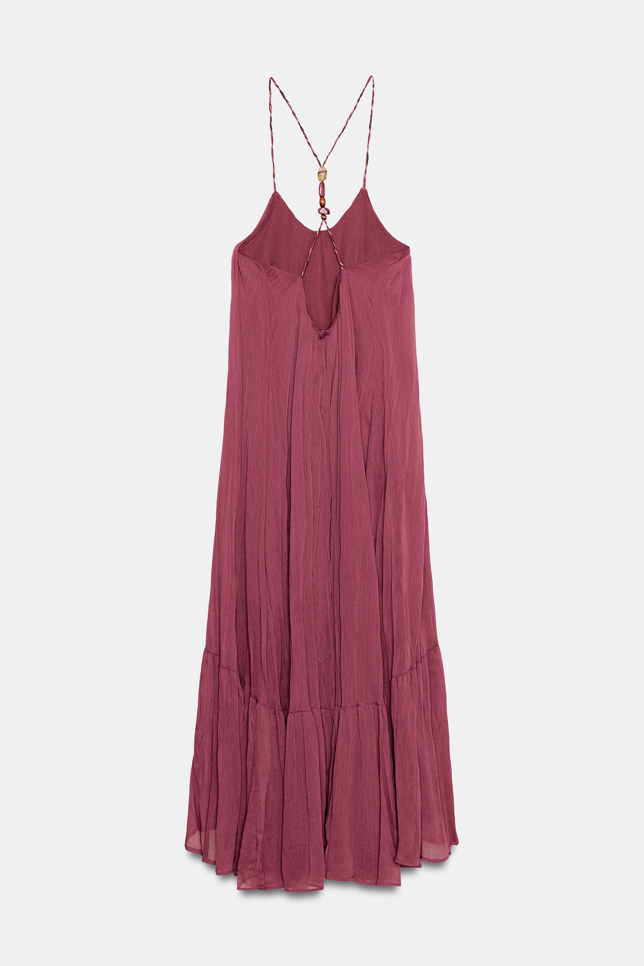 Zara Boncuklu Dökümlü Elbise görsel 7