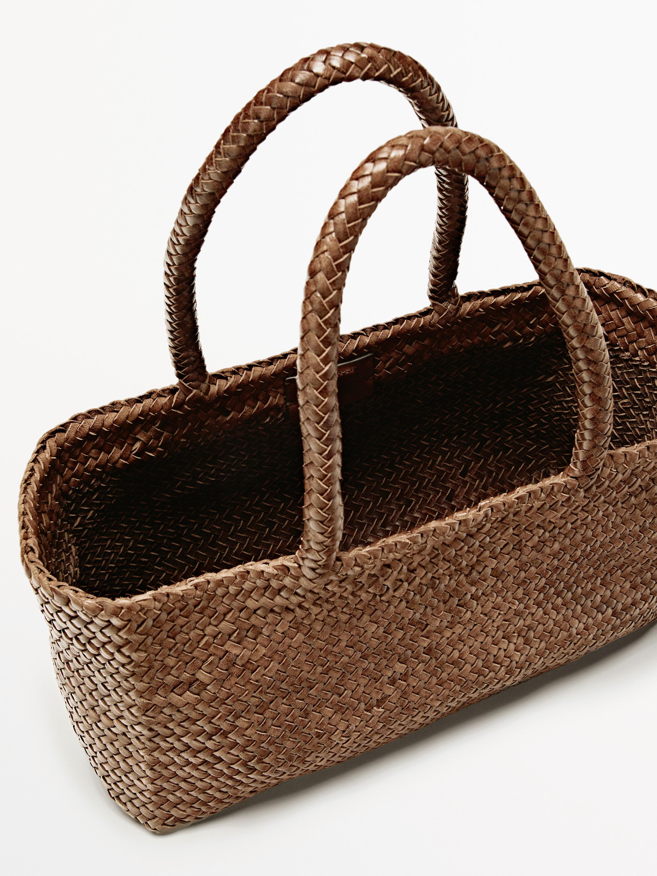Tote bag tressé en cuir nappa