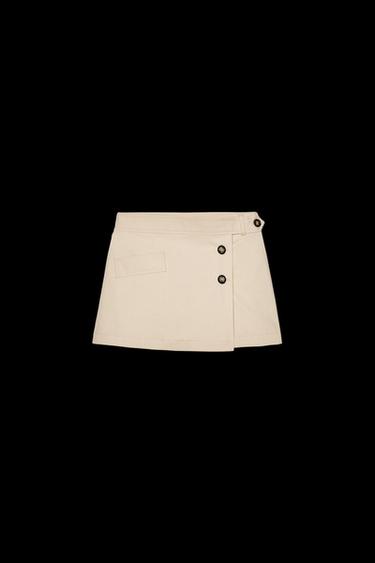 Zara BUTTON SKORT - taupe brown - Image 0