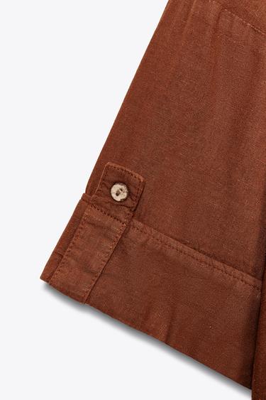 CROPPED LINEN BLEND SHIRT - Terracotta by Zara