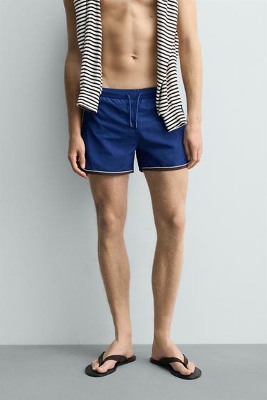 MAILLOT DE BAIN COURT CONTRASTE - Bleu de Zara - Image 2