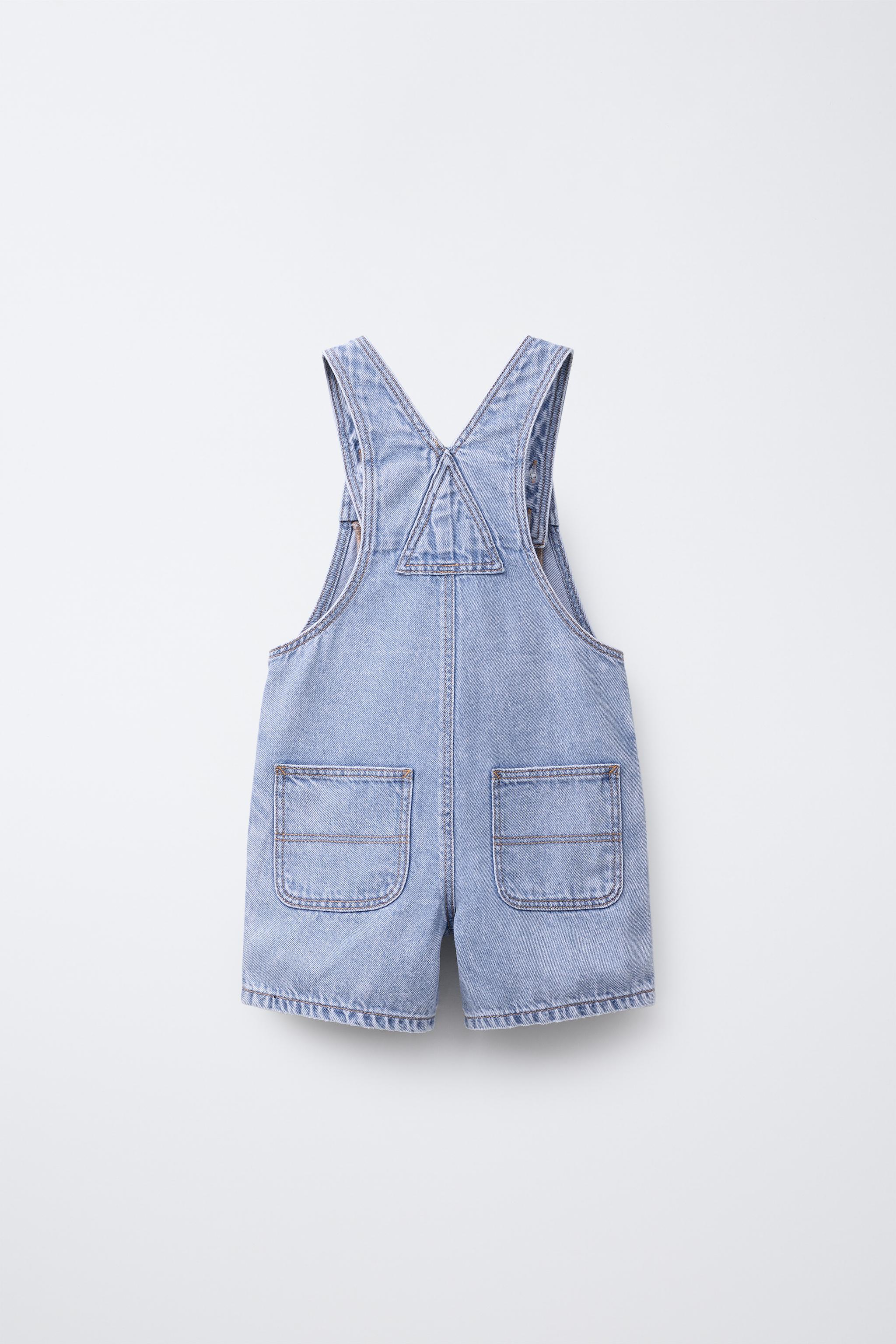 ラベル デニム オーバーオール - ミディアムブルー | ZARA Japan