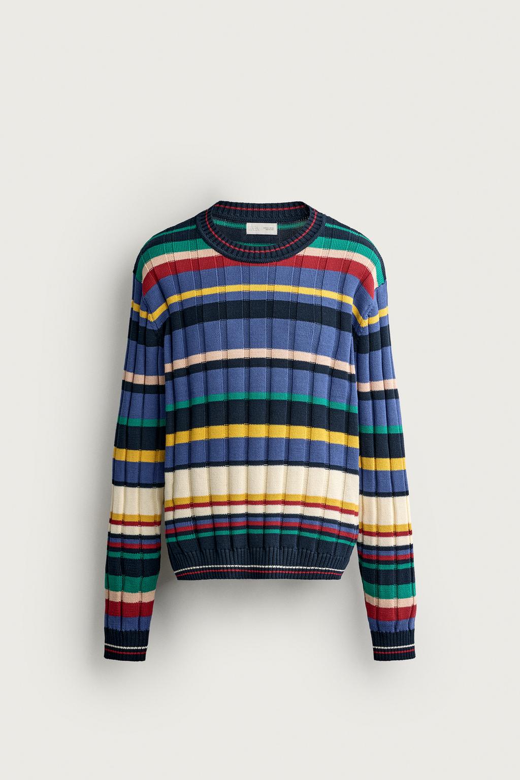 STRIPED COTTON JACQUARD JUMPER